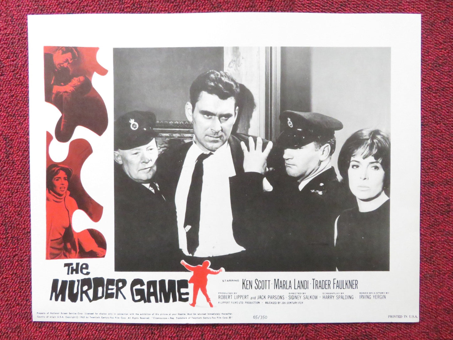 THE MURDER GAME US LOBBY CARD FULL SET KEN SCOTT MARLA LANDI 1965 Rendezvous Cinema Movie posters