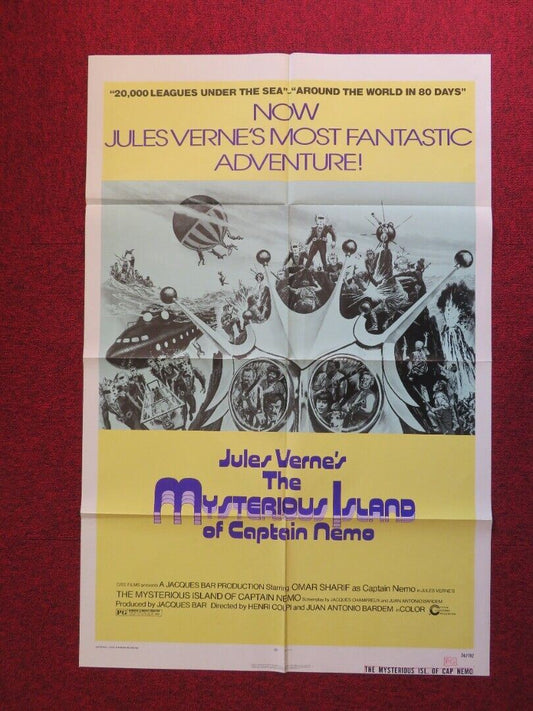 THE MYSTERIOUS ISLAND OF CAPTAIN NEMO FOLDED US ONE SHEET POSTER OMAR SHARIF '74 Movie posters