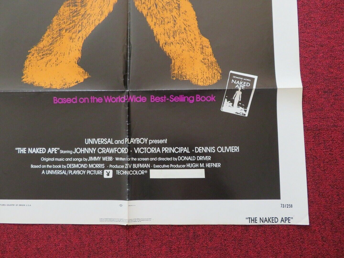 THE NAKED APE FOLDED US ONE SHEET POSTER JOHNNY CRAWFORD 1973 Movie posters