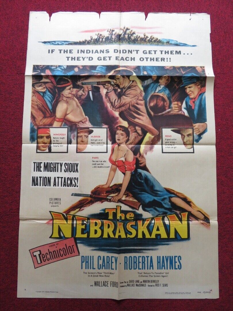 THE NEBRASKAN FOLDED US ONE SHEET POSTER PHILIP CAREY ROBERTA HAYNES 1953 Movie posters