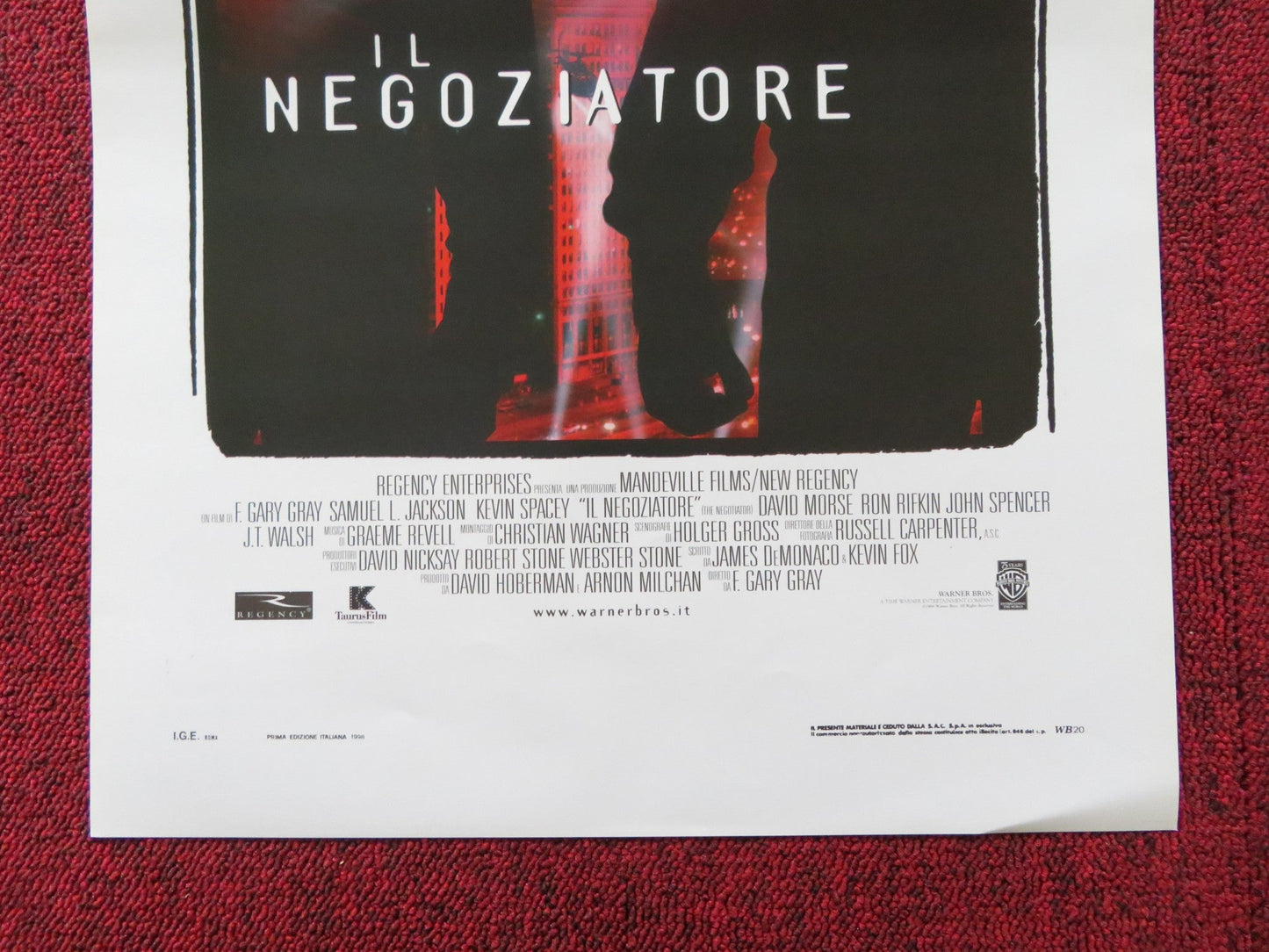 THE NEGOTIATOR ITALIAN LOCANDINA POSTER SAMUEL L. JACKSON KEVIN SPACEY 1998 Rendezvous Cinema Movie posters