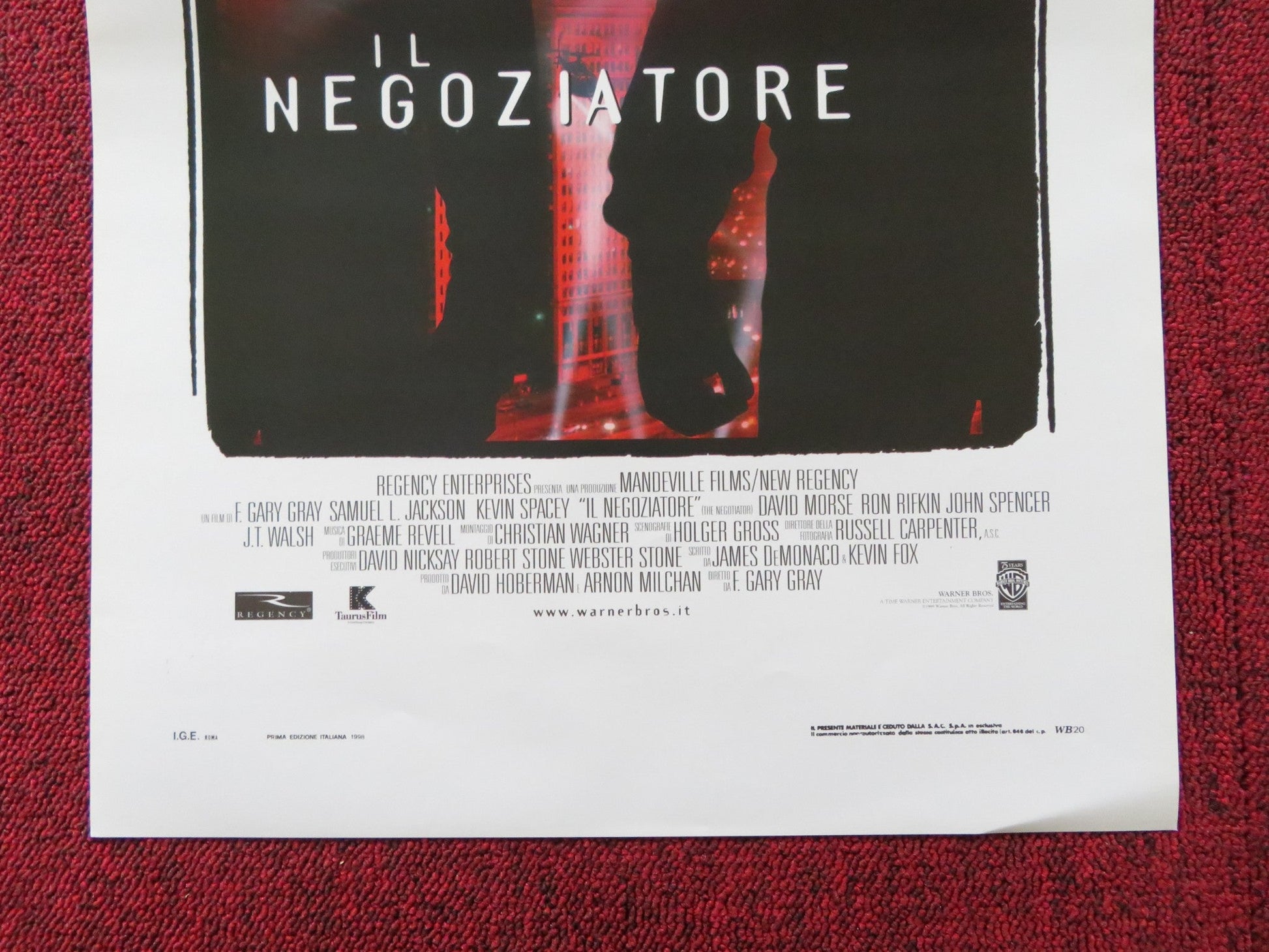 THE NEGOTIATOR ITALIAN LOCANDINA POSTER SAMUEL L. JACKSON KEVIN SPACEY 1998 Rendezvous Cinema Movie posters