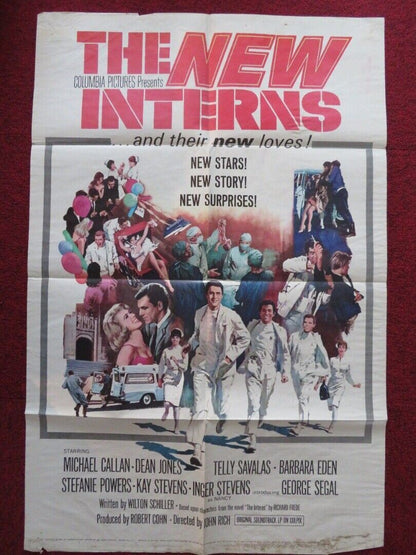 THE NEW INTERNS FOLDED US ONE SHEET POSTER TELY SAVALAS MICHAEL CALLAN 1964 Movie posters