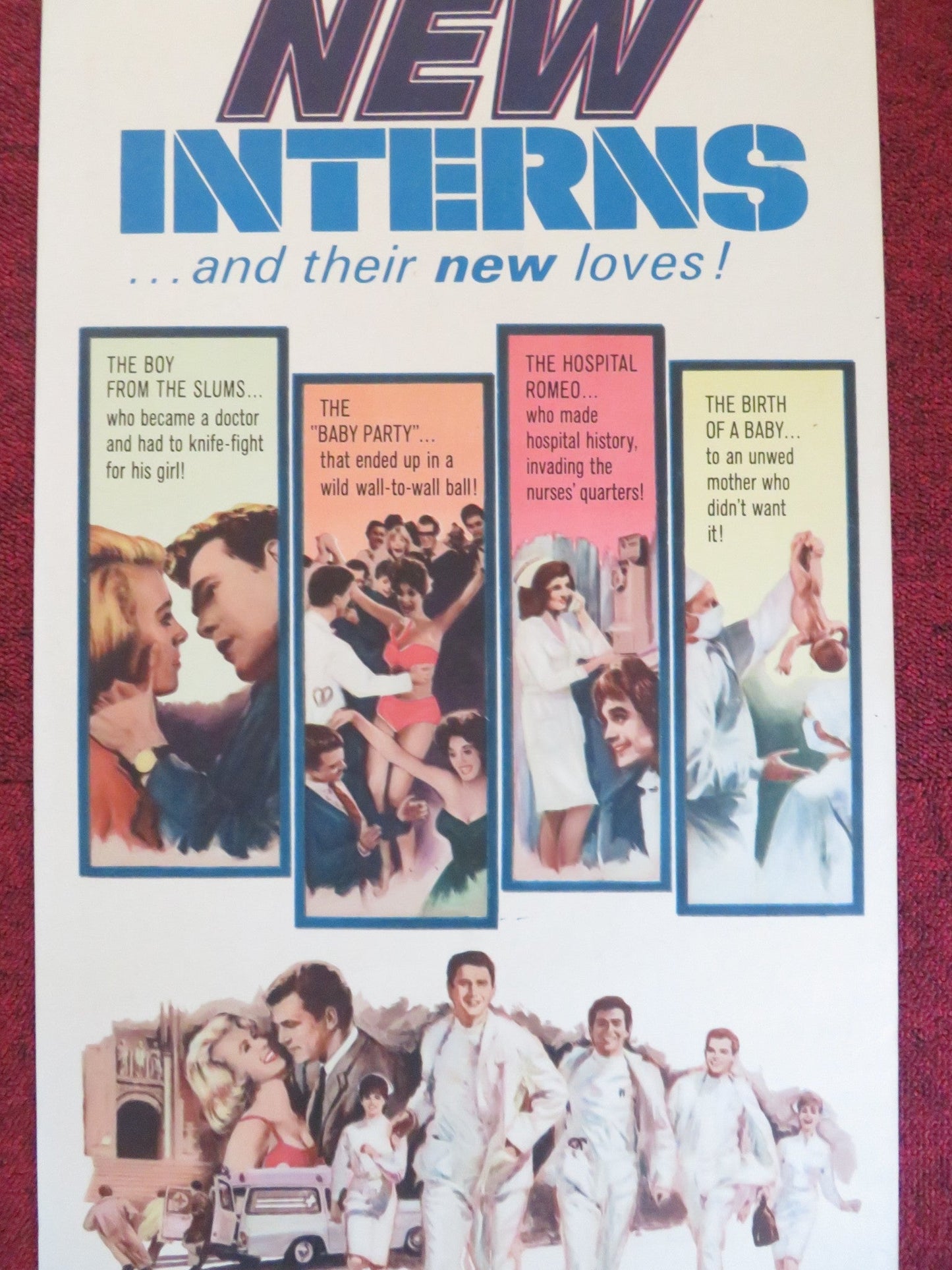 THE NEW INTERNS US INSERT (14"x 36") POSTER MICHAEL CALLAN DEAN JONES 1964 Rendezvous Cinema Movie posters