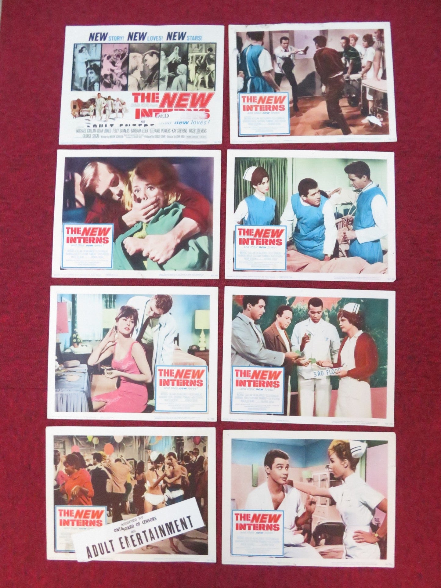 THE NEW INTERNS US LOBBY CARD FULL SET MICHAEL CALLAN DEAN JONES 1964 Rendezvous Cinema Movie posters