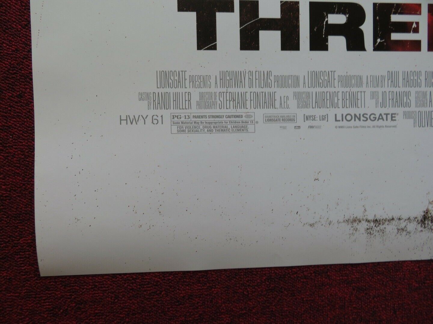 THE NEXT THREE DAYS US ONE SHEET ROLLED POSTER RUSSELL CROWE 2010 Movie posters