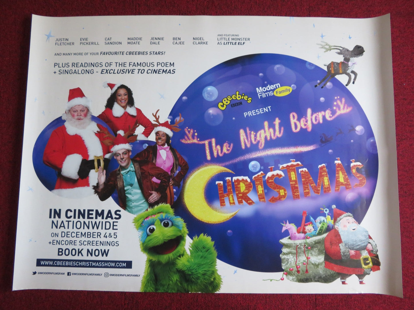 THE NIGHT BEFORE CHRISTMAS UK QUAD (30"x 40") ROLLED POSTER CBEEBEIS 2021 Rendezvous Cinema Movie posters