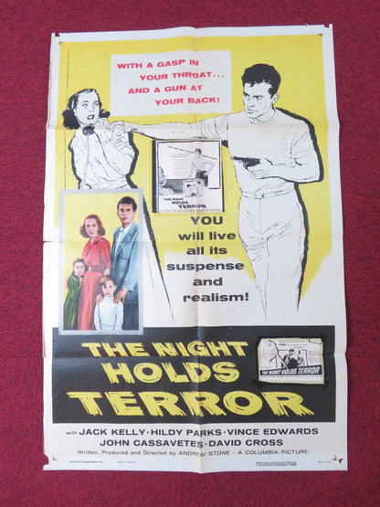 THE NIGHT HOLDS TERROR FOLDED US ONE SHEET POSTER JACK KELLY HILDY PARKS 1955 Rendezvous Cinema Movie posters