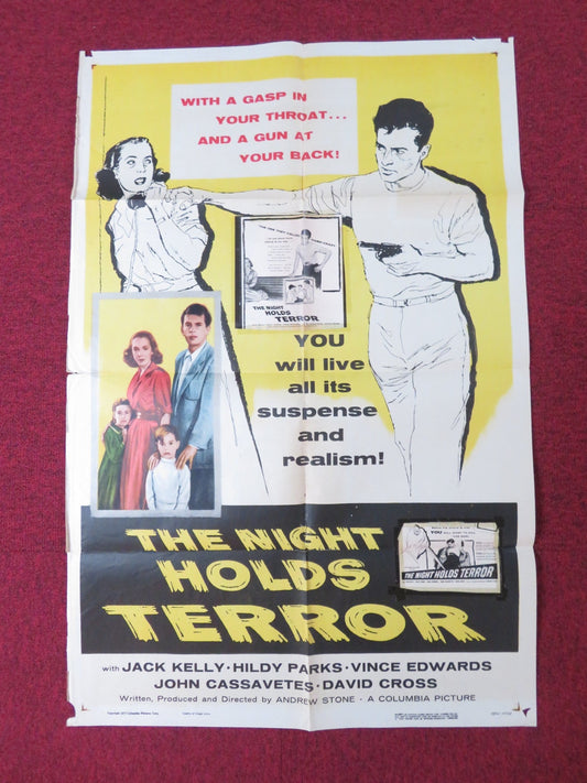 THE NIGHT HOLDS TERROR FOLDED US ONE SHEET POSTER JACK KELLY HILDY PARKS 1955 Rendezvous Cinema Movie posters