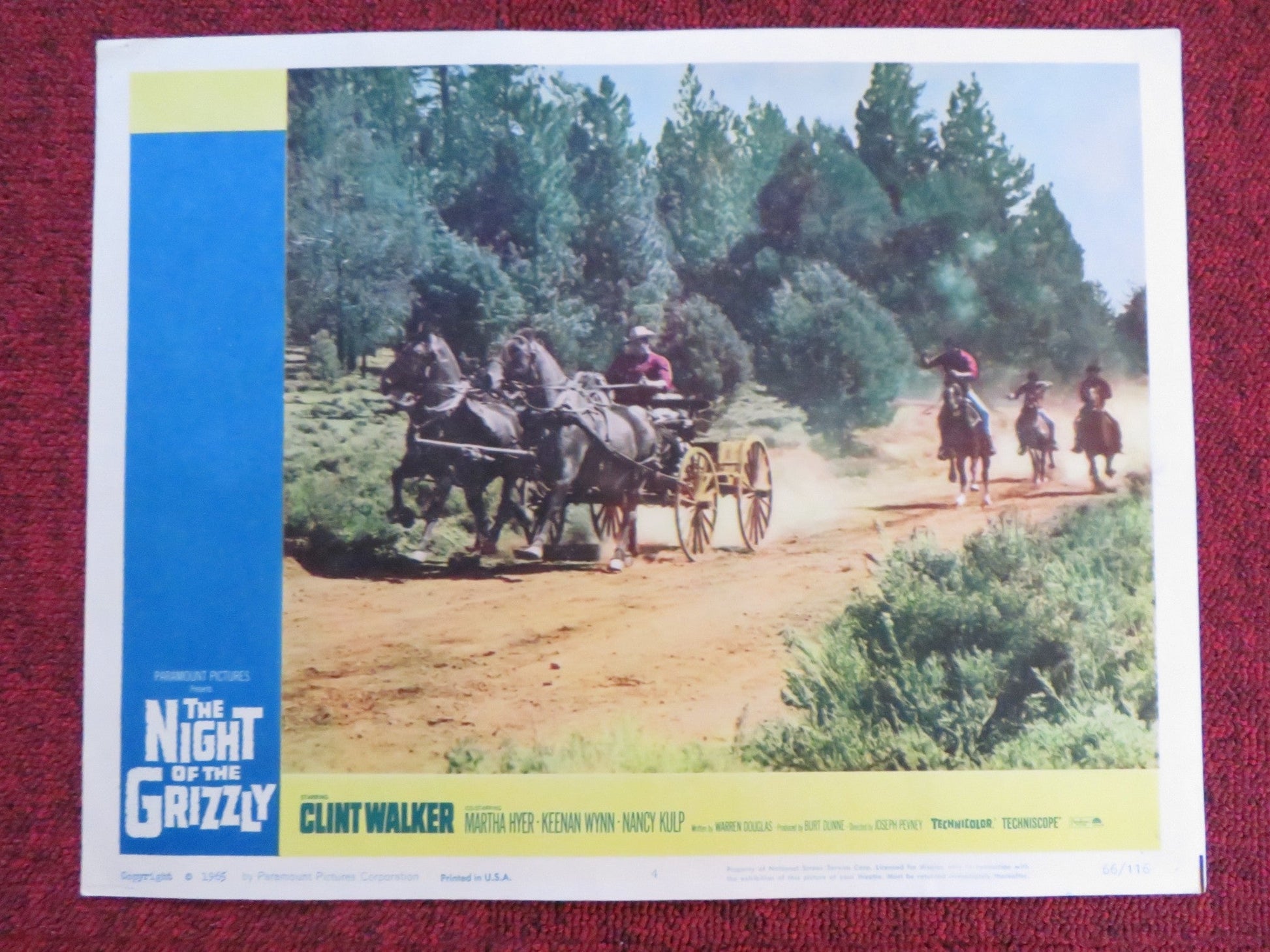 THE NIGHT OF THE GRIZZLY US LOBBY CARD FULL SET CLINT WALKER MARTHA HYER 1966 Rendezvous Cinema Movie posters