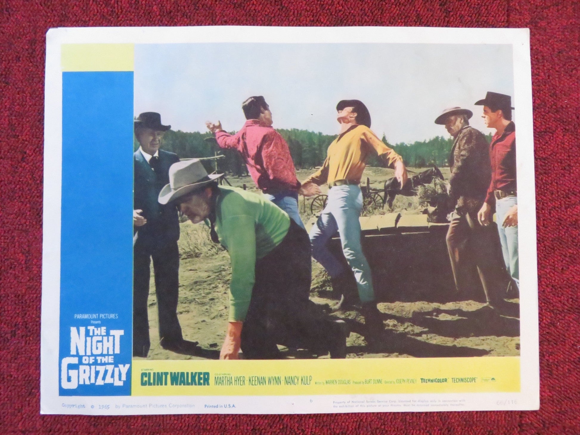 THE NIGHT OF THE GRIZZLY US LOBBY CARD FULL SET CLINT WALKER MARTHA HYER 1966 Rendezvous Cinema Movie posters