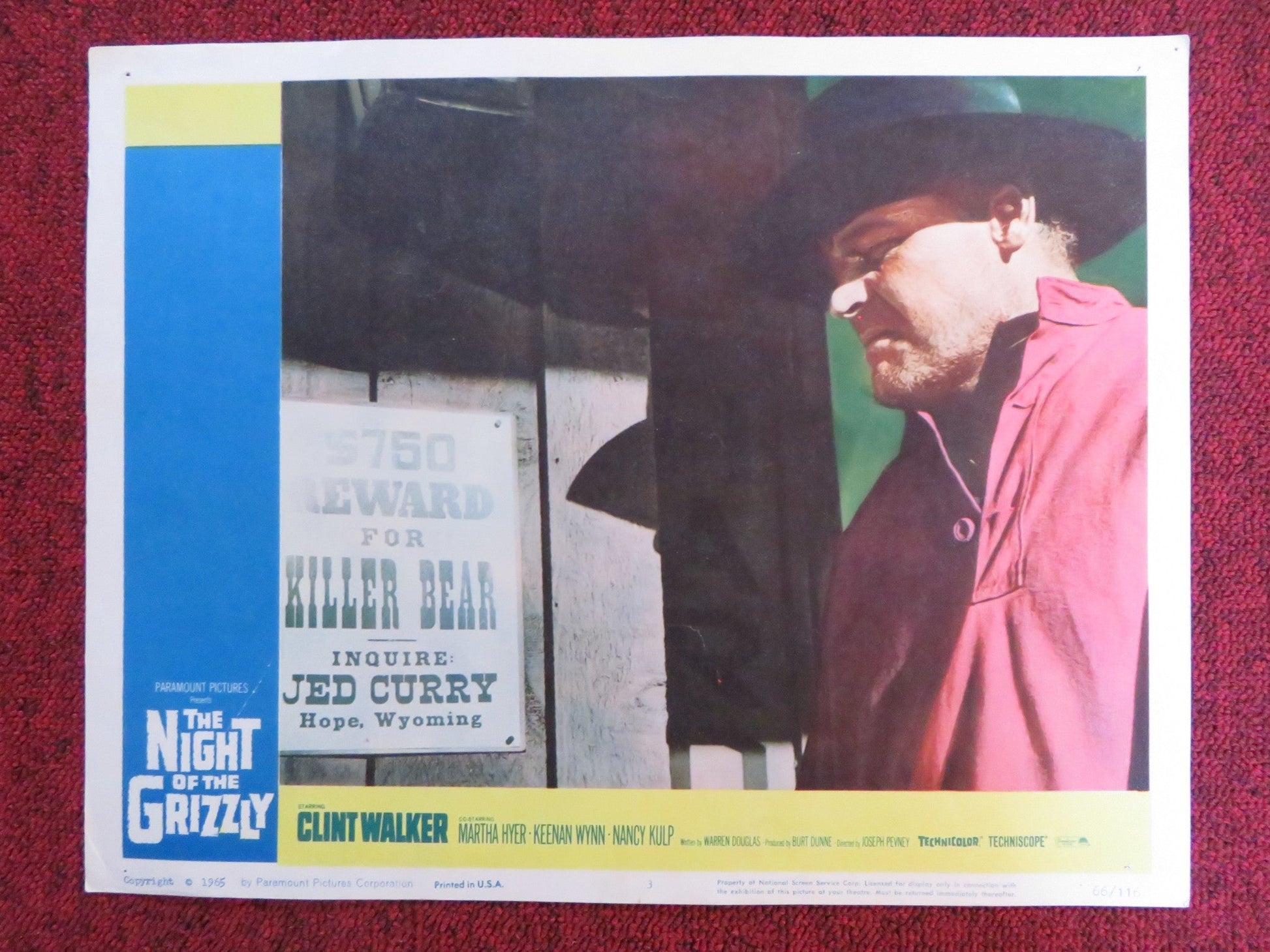 THE NIGHT OF THE GRIZZLY US LOBBY CARD FULL SET CLINT WALKER MARTHA HYER 1966 Rendezvous Cinema Movie posters