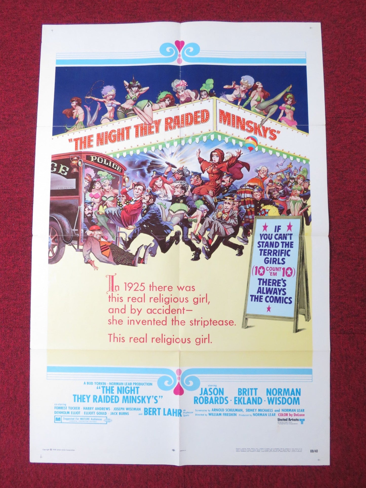 THE NIGHT THEY RAIDED MINSKY'S FOLDED US ONE SHEET POSTER JASON ROBARDS 1968 Rendezvous Cinema Movie posters