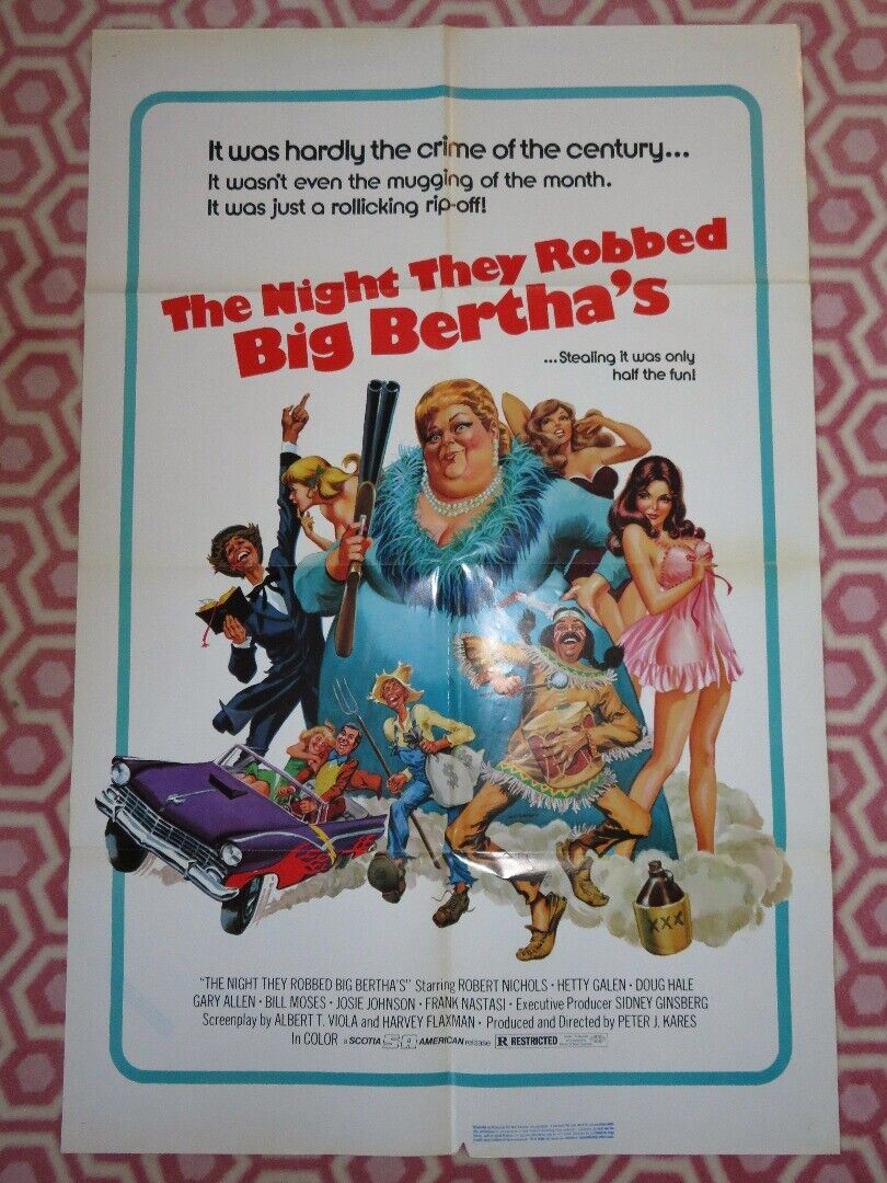 THE NIGHT THEY ROBBED BIG BERTHA'S FOLDED US ONE SHEET POSTER R NICHOLS 1975 Movie posters