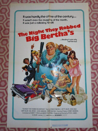 THE NIGHT THEY ROBBED BIG BERTHA'S FOLDED US ONE SHEET POSTER R NICHOLS 1975 Movie posters