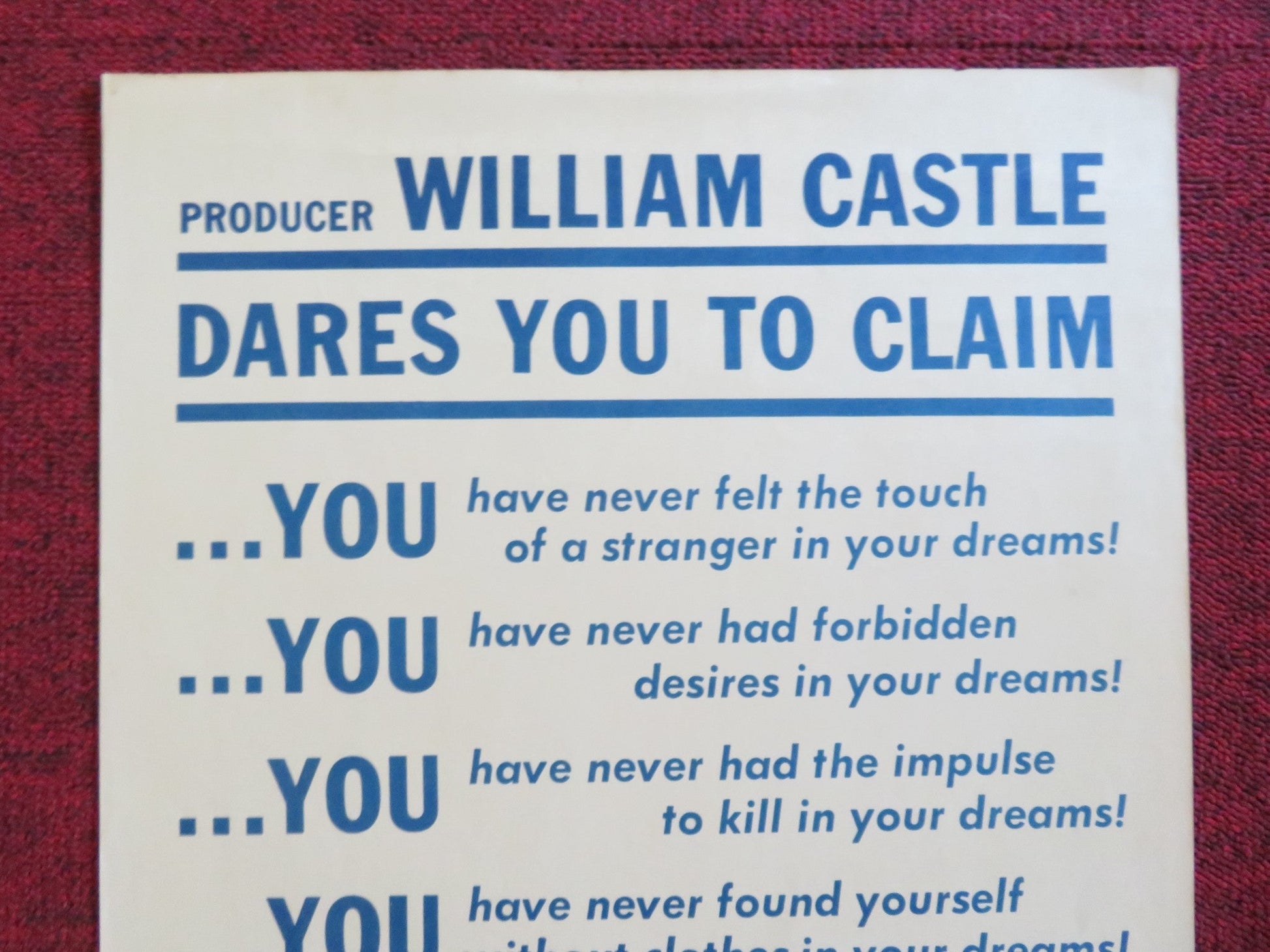 THE NIGHT WALKER US INSERT (14"x 36") POSTER ROBERT TAYLOR BARBARA STANWYCK 1965 Rendezvous Cinema Movie posters