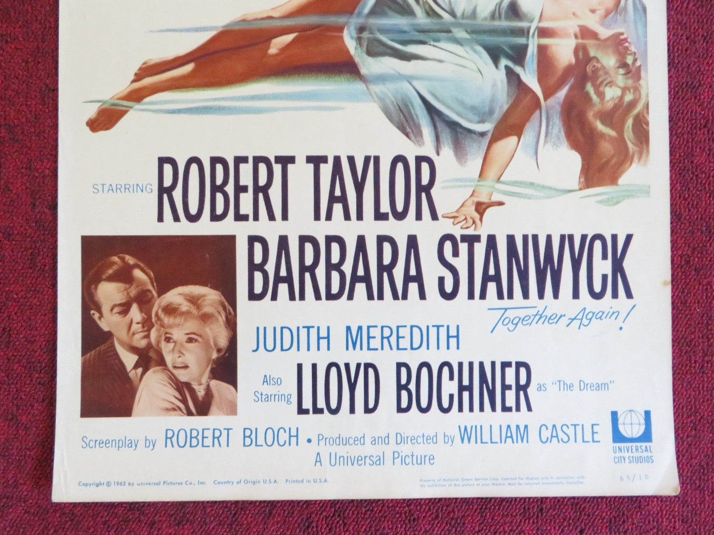 THE NIGHT WALKER US INSERT (14"x 36") POSTER ROBERT TAYLOR BARBARA STANWYCK 1965 Rendezvous Cinema Movie posters