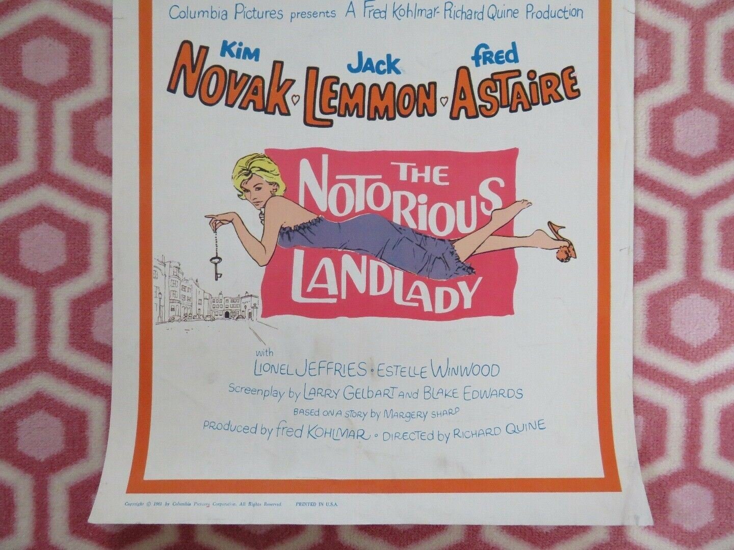 THE NOTORIOUS LANDLADY US INSERT (14"x 36") POSTER KIM NOVAK JACK LEMMON 1961 - Rendezvous Cinema
