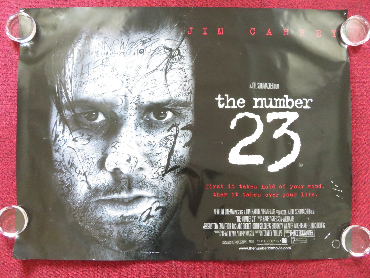 THE NUMBER 23 UK QUAD (30"x 40") ROLLED POSTER JIM CARREY VIRGINIA MADSEN 2007 Rendezvous Cinema Movie posters
