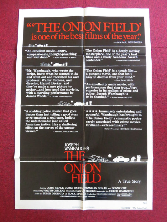 THE ONION FIELD - REVIEW FOLDED US ONE SHEET POSTER JOHN SAVAGE JAMES WOODS 1979 Rendezvous Cinema Movie posters