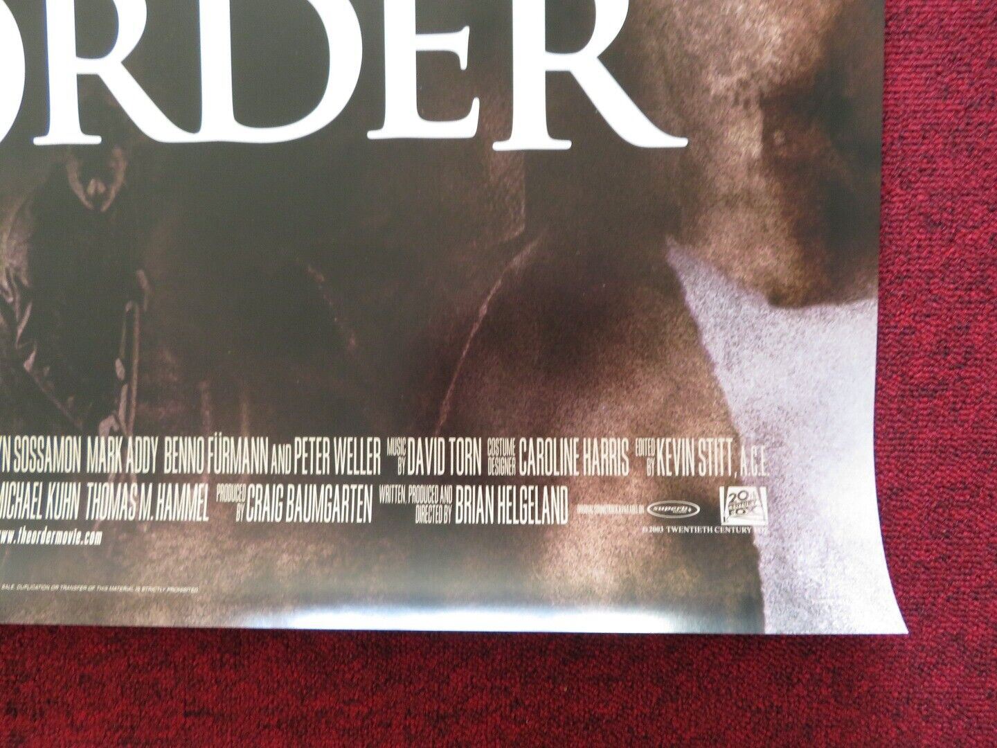 THE ORDER US ONE SHEET ROLLED POSTER HEATH LEDGER 2003 Movie posters