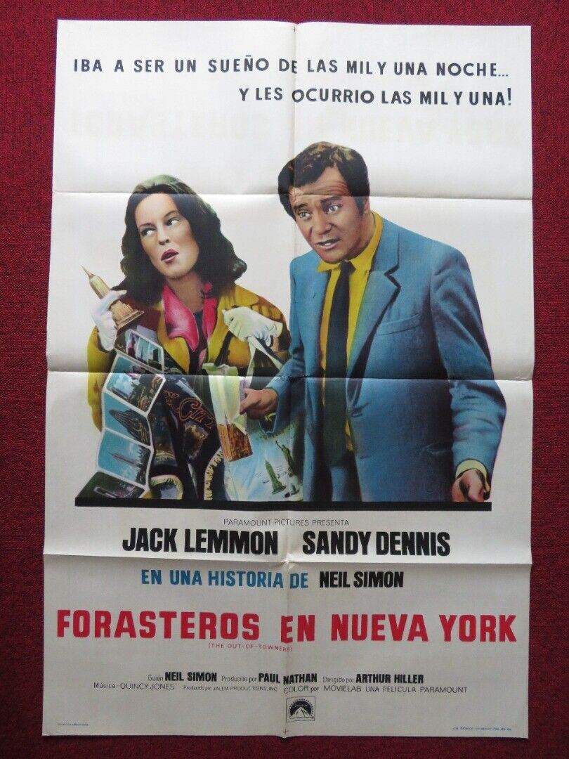 THE OUT OF TOWNERS FOLDED ARGENTINA ONE SHEET POSTER JACK LEMMON SANDY DENNIS Movie posters