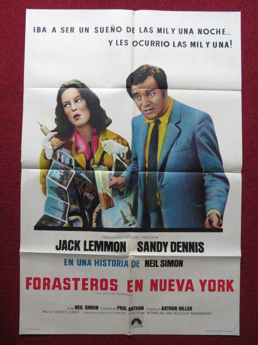 THE OUT OF TOWNERS FOLDED ARGENTINA ONE SHEET POSTER JACK LEMMON SANDY DENNIS Movie posters