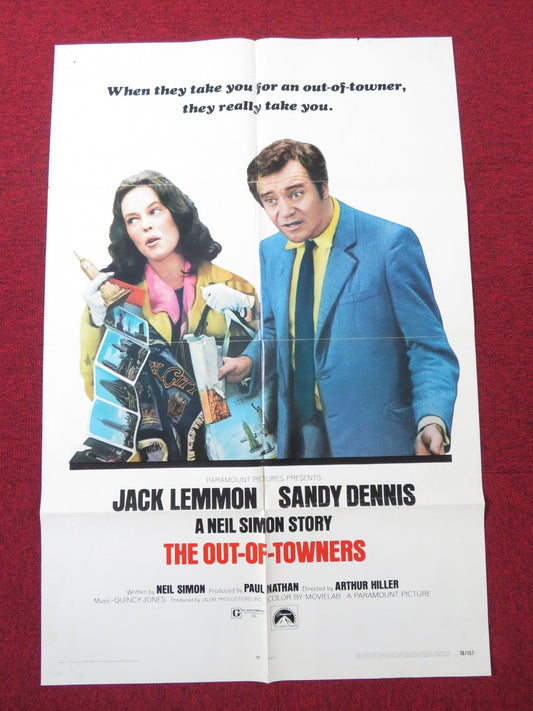 THE OUT OF TOWNERS FOLDED US ONE SHEET POSTER JACK LEMMON SANDY DENNIS 1969 Rendezvous Cinema Movie posters