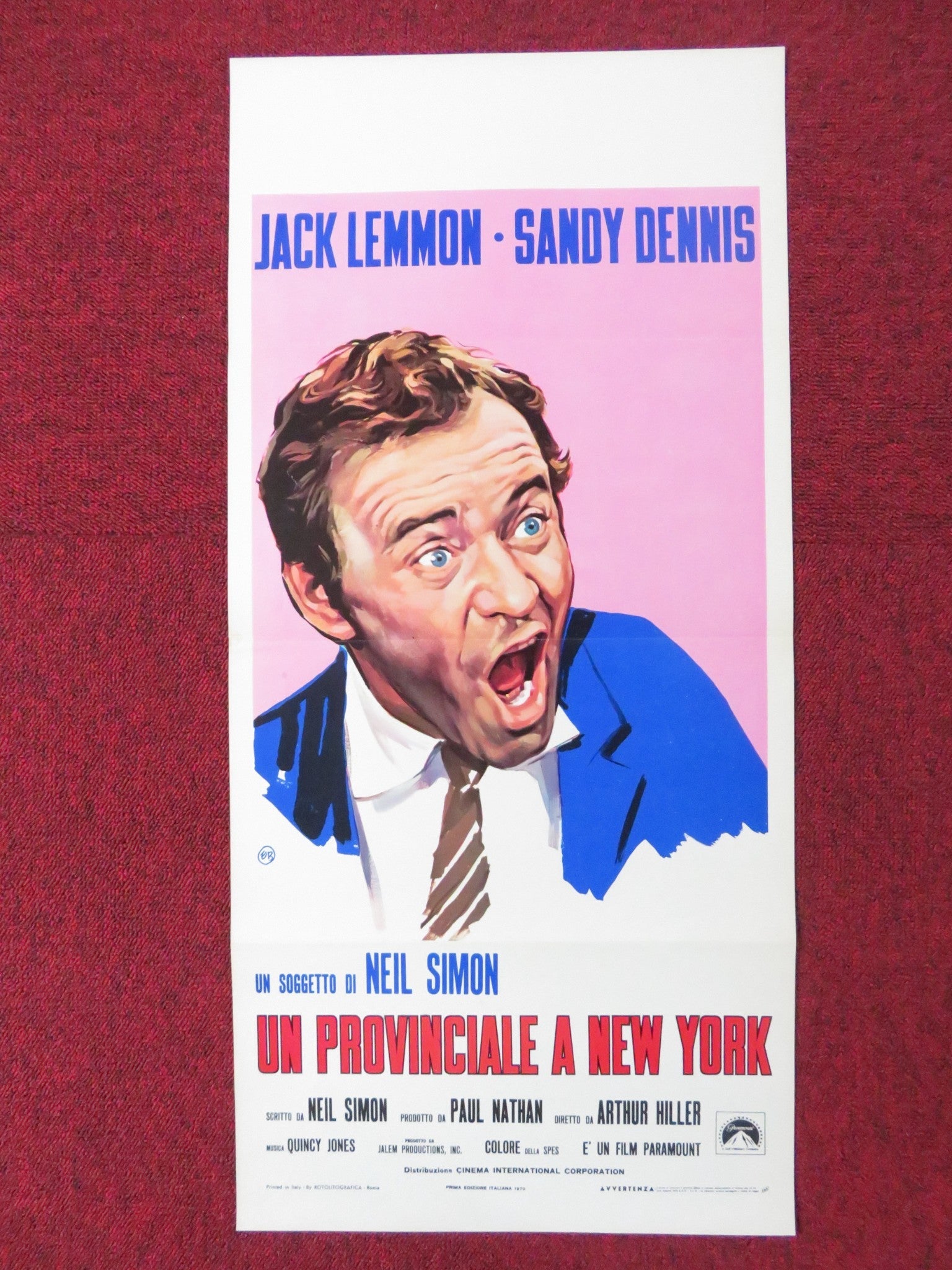 THE OUT OF TOWNERS ITALIAN LOCANDINA POSTER JACK LEMMON SANDY DENNIS 1970 Rendezvous Cinema Movie posters