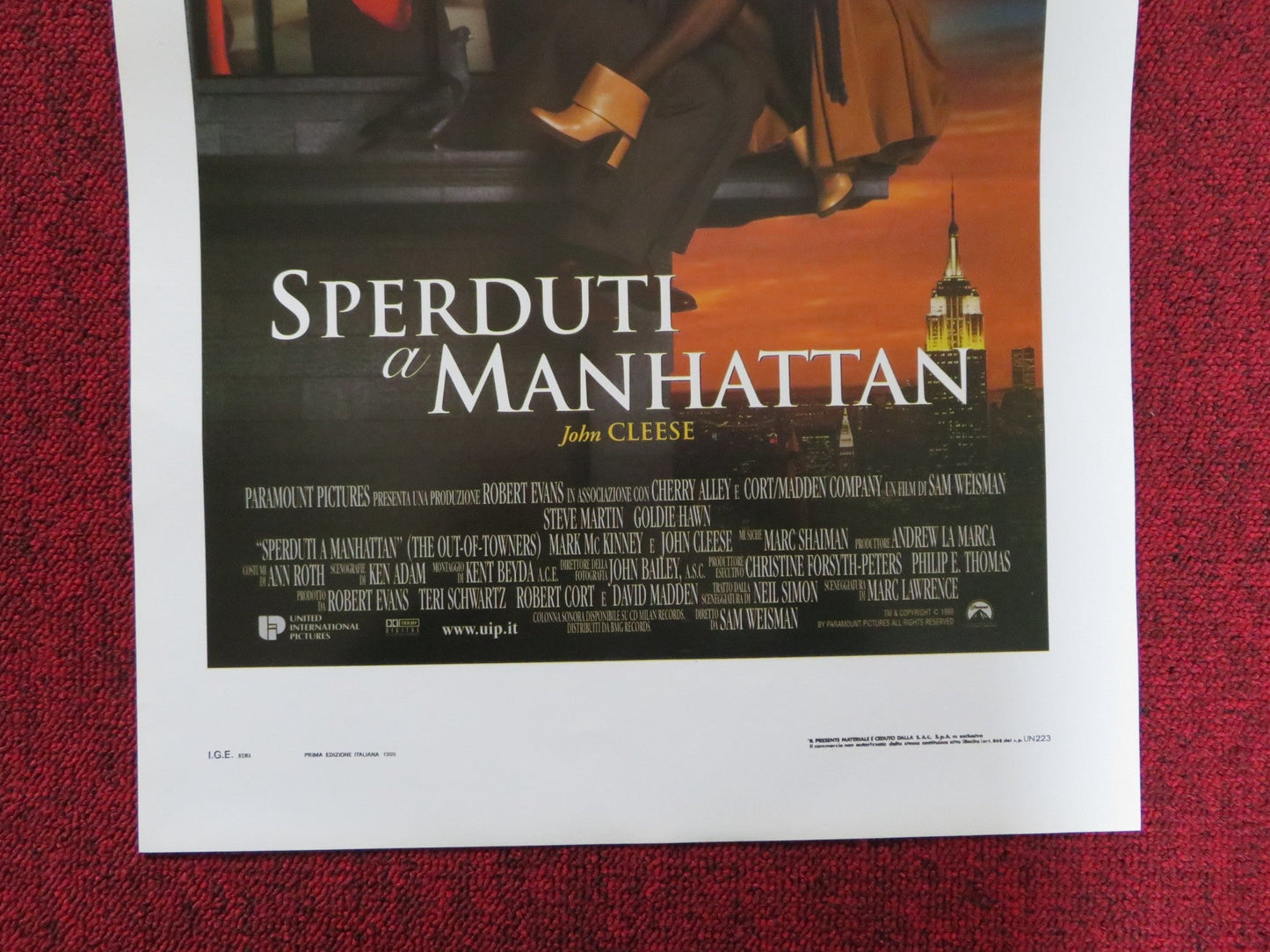 THE OUT - OF - TOWNERS ITALIAN LOCANDINA POSTER STEVE MARTIN GOLDIE HAWN 1999 Rendezvous Cinema Movie posters