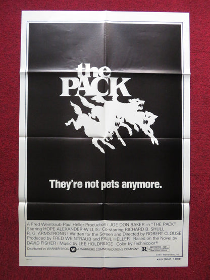 THE PACK FOLDED US ONE SHEET POSTER JOE DON BAKER HOPE ALEXANDER - WILLIS 1977 Rendezvous Cinema Movie posters