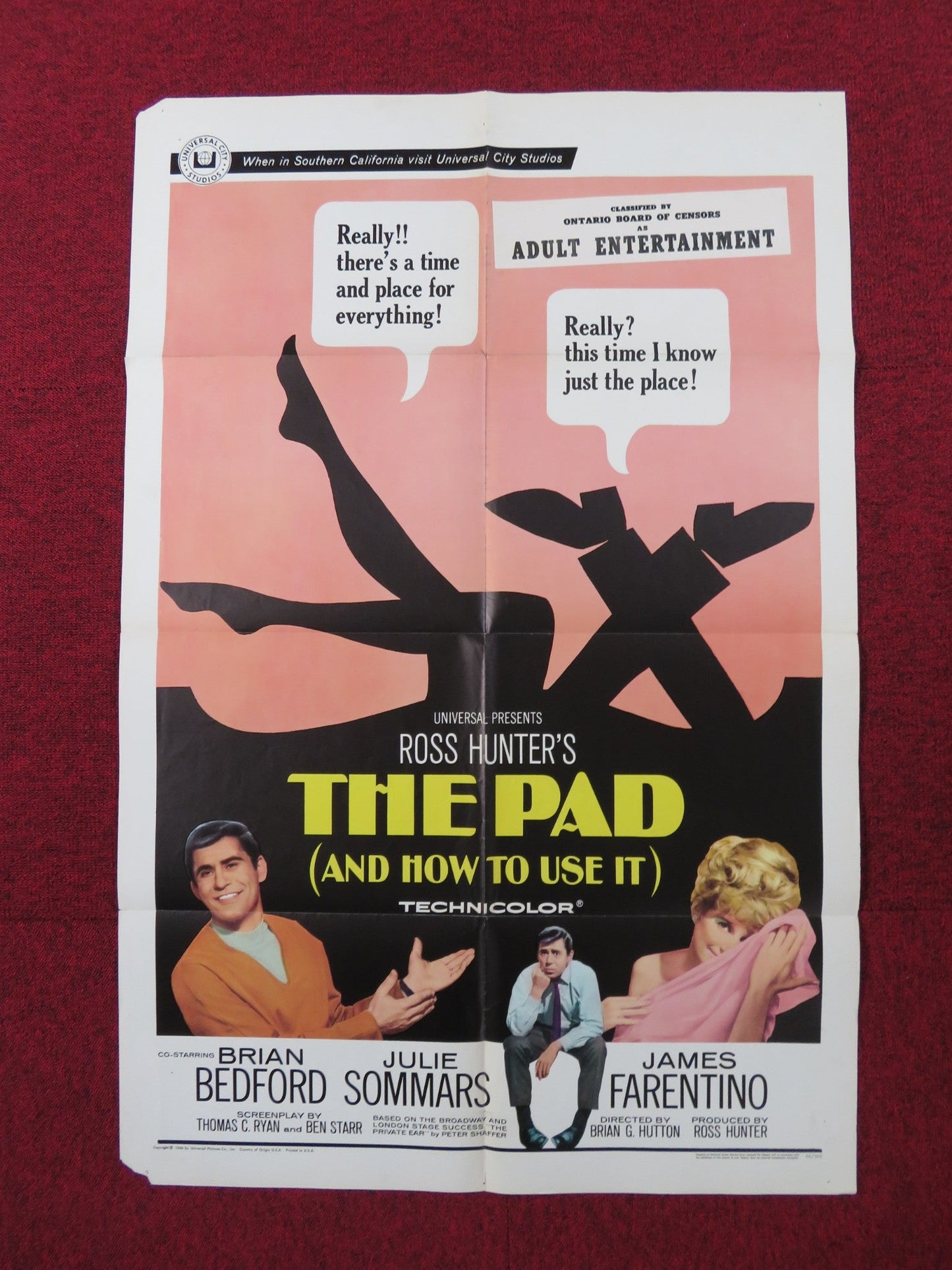 THE PAD (AND HOW TO USE IT) FOLDED US ONE SHEET POSTER BRIAN BEDFORD 1966 Rendezvous Cinema Movie posters