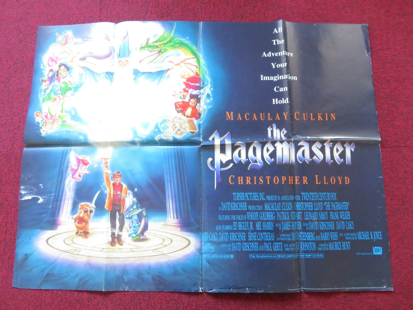 THE PAGEMASTER QUAD POSTER FOLDED MACAULAY CULKIN CHRISTOPHER LLOYD 1993 Rendezvous Cinema Movie posters