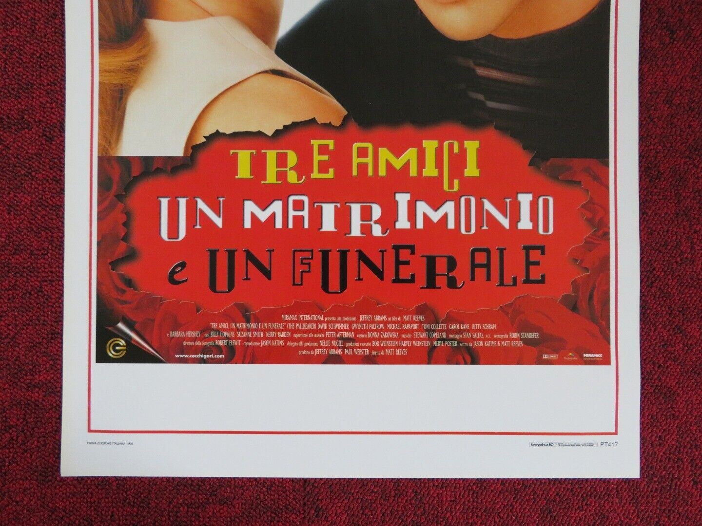 THE PALLBEARER ITALIAN LOCANDINA (27.5"x13") POSTER D SCHWIMMER G PALTROW 1998 Movie posters