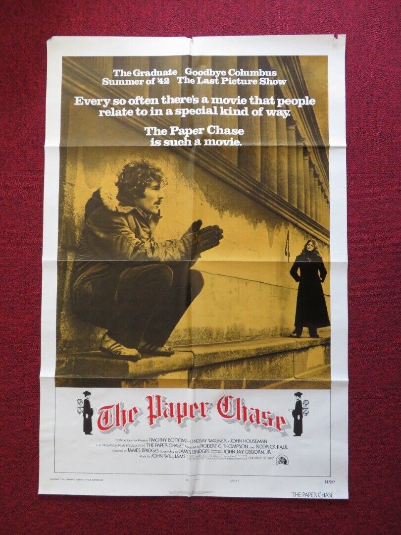 THE PAPER CHASE - STYLE A FOLDED US ONE SHEET POSTER TIMOTHY BOTTOMS 1973 Movie posters