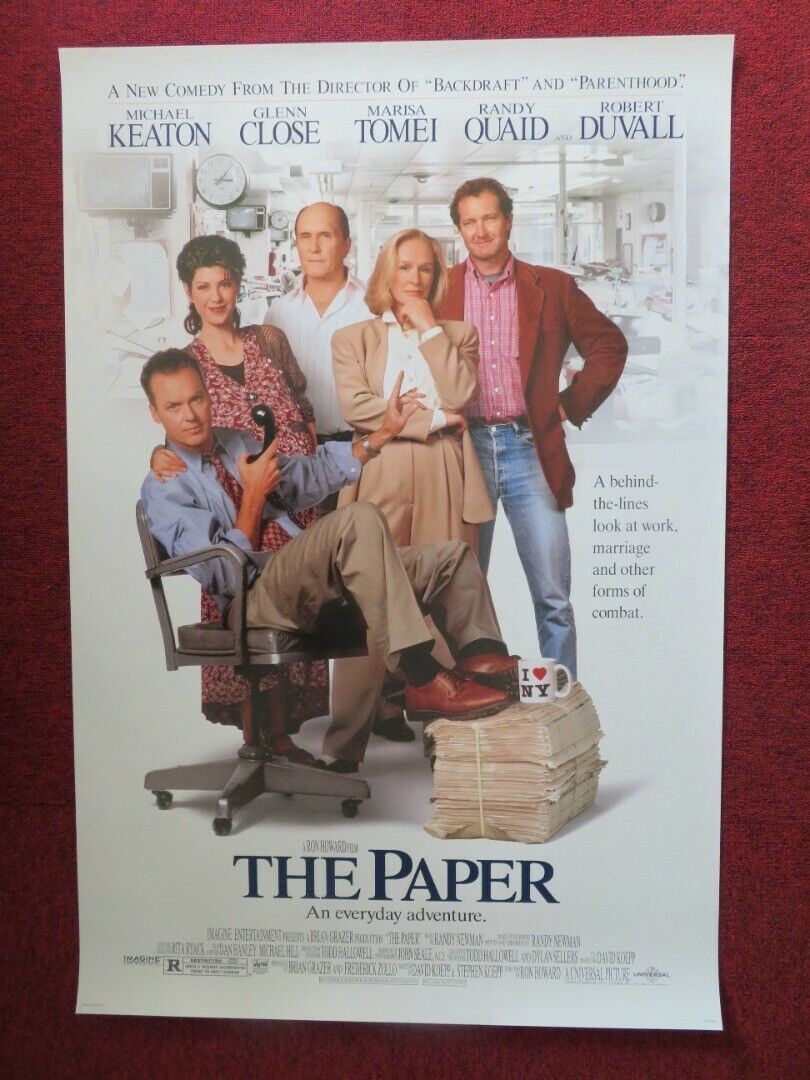 THE PAPER US ONE SHEET ROLLED POSTER MICHAEL KEATON GLENN CLOSE 1994 Movie posters