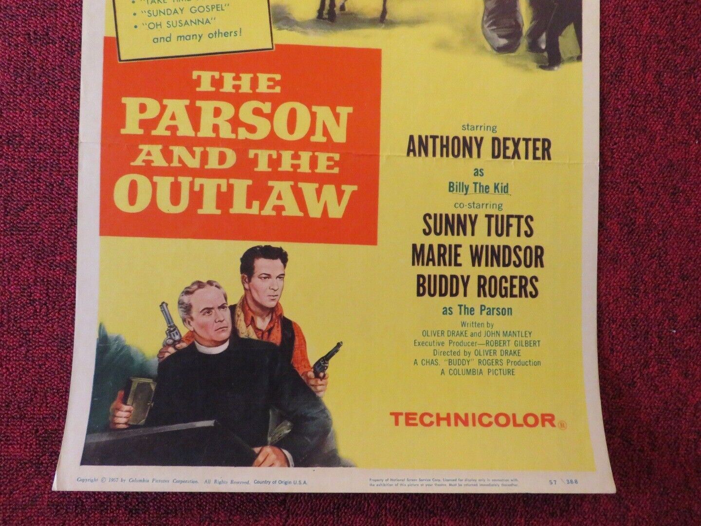 THE PARSON AND THE OUTLAW US INSERT (14"x 36") POSTER ANTHONY DEXTER 1957 Rendezvous Cinema Movie posters