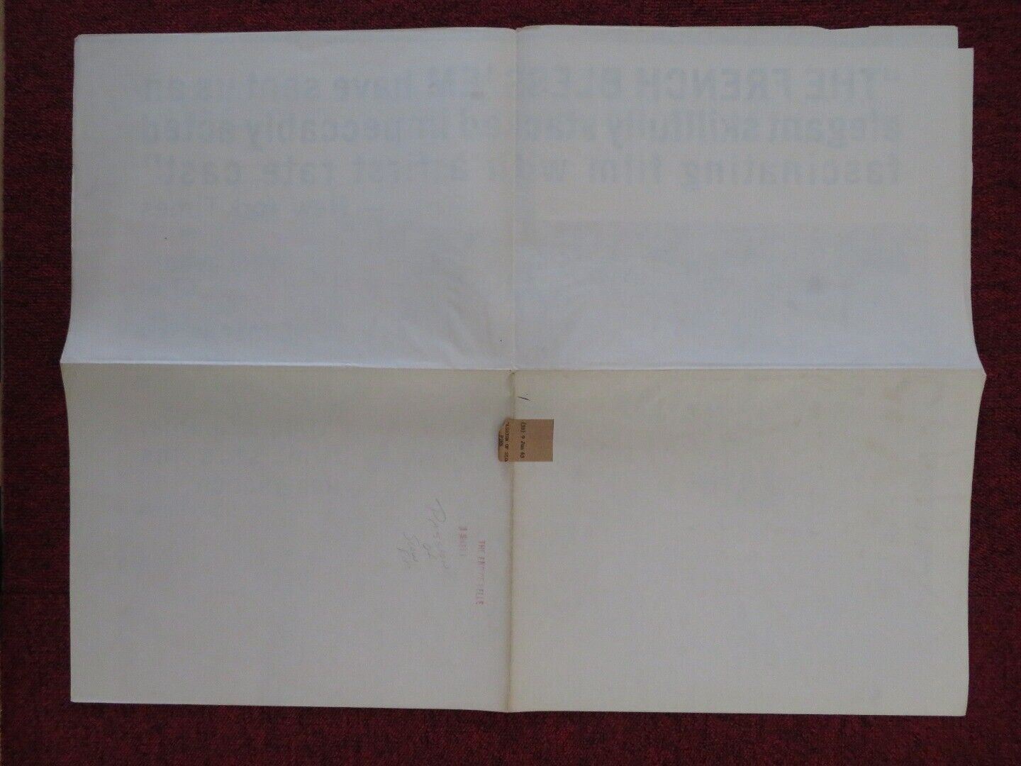 THE PASSION OF SLOW FIRE FOLDED US ONE SHEET POSTER JEAN DESAILLY 1963 Movie posters