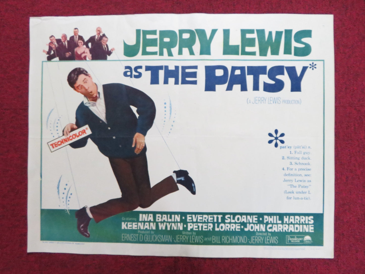 THE PATSY US HALF SHEET (22"x 28") POSTER JERRY LEWIS INA BALIN 1964 Rendezvous Cinema Movie posters
