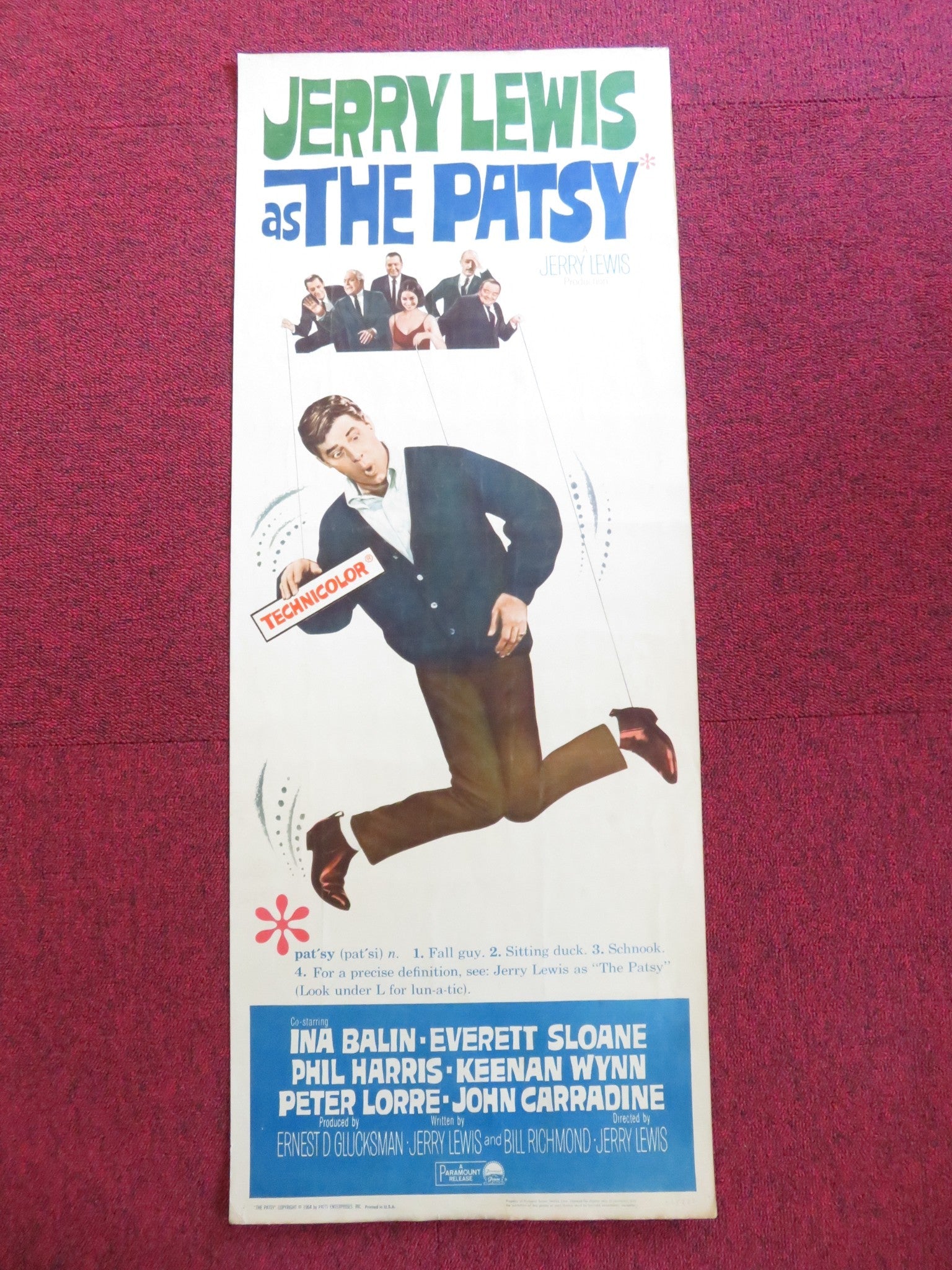 THE PATSY US INSERT (14"x 36") POSTER JERRY LEWIS INA BALIN 1964 Rendezvous Cinema Movie posters