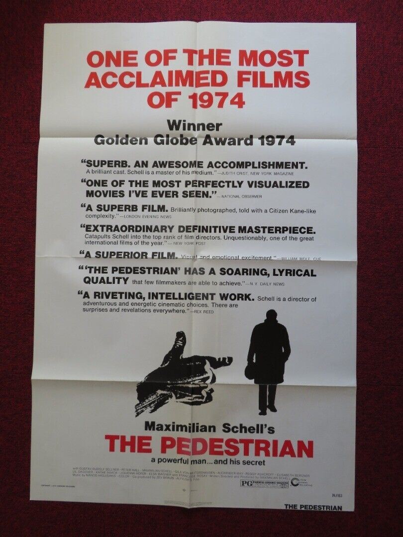 THE PEDESTRIAN FOLDED US ONE SHEET POSTER PEGGY ASHCROFT MAXMILIAN SCHELL 1974 Movie posters