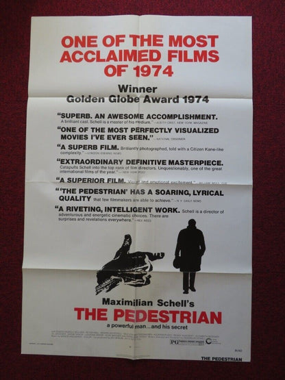 THE PEDESTRIAN FOLDED US ONE SHEET POSTER PEGGY ASHCROFT MAXMILIAN SCHELL 1974 Movie posters