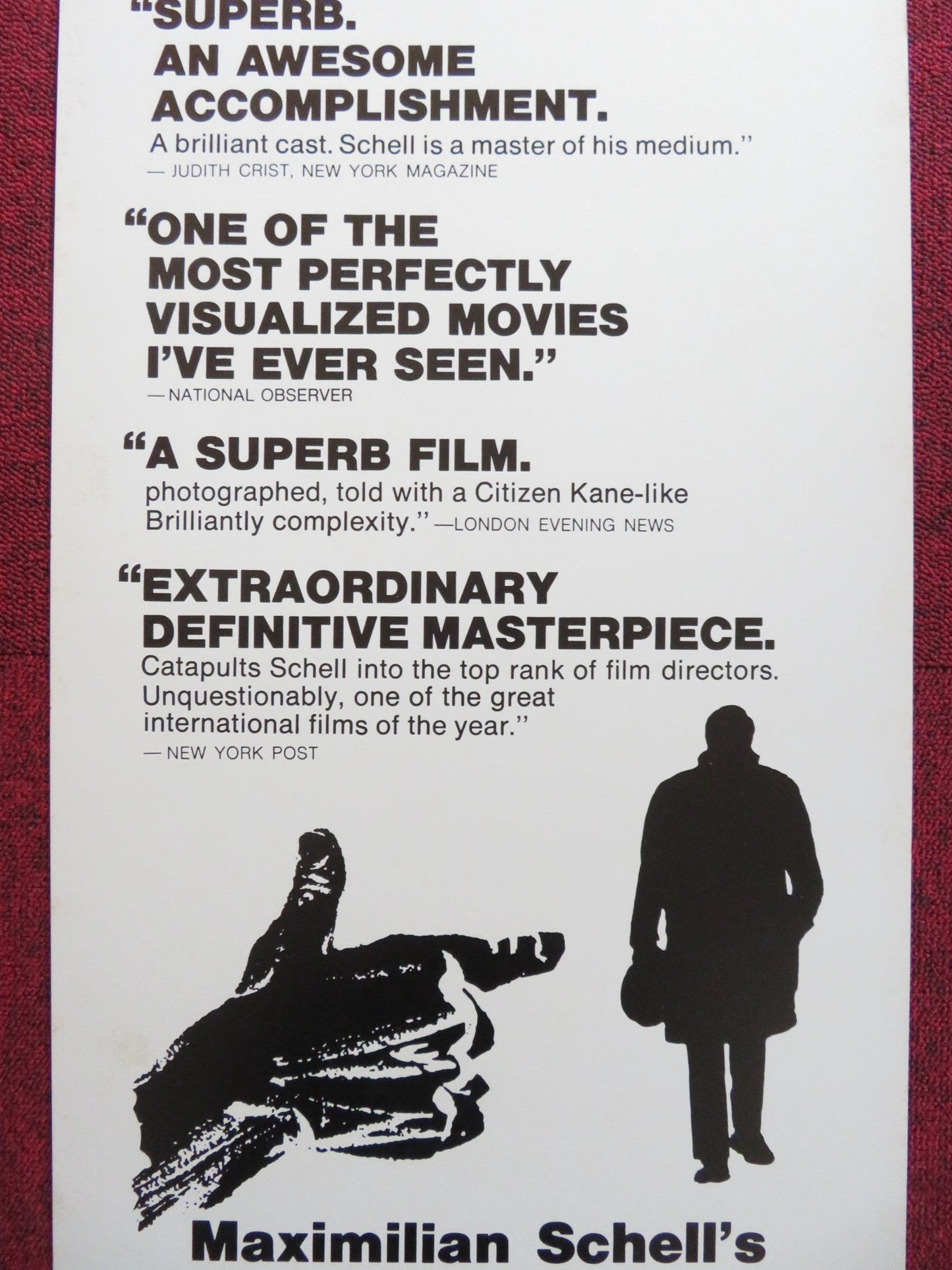 THE PEDESTRIAN US INSERT (14"x 36") POSTER GUSTAV RUDOLF SELLNER PETER HALL 1974 Rendezvous Cinema Movie posters