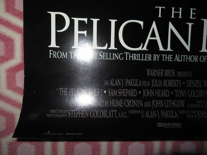 THE PELICAN BRIEF US ONE SHEET ROLLED POSTER JULIA ROBERTS DENZEL WASHINGTON '93 Movie posters