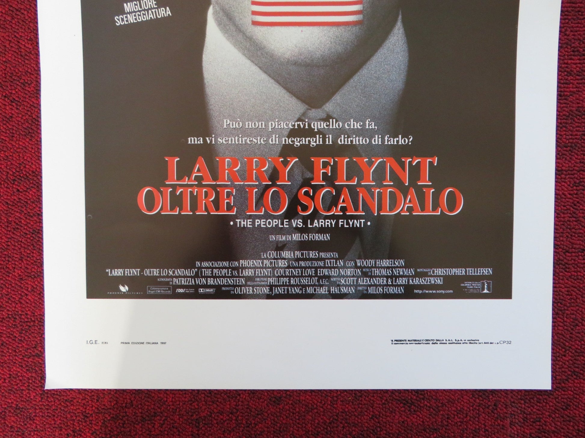 THE PEOPLE VS. LARRY FLYNT ITALIAN LOCANDINA POSTER WOODY HARRELSON C. LOVE 1997 Rendezvous Cinema Movie posters
