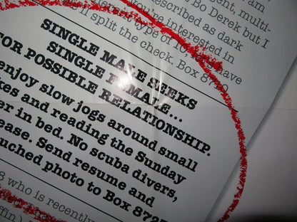 THE PERSONALS US ONE SHEET POSTER BILL SCHOPPERT KAREN LANDRY 1982 Movie posters