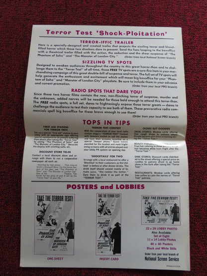 THE PHANTOM OF SOHO / THE MONSTER OF LONDON CITY US PRESSBOOK UNCUT 1967 Rendezvous Cinema Movie posters