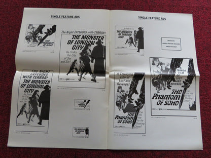 THE PHANTOM OF SOHO / THE MONSTER OF LONDON CITY US PRESSBOOK UNCUT 1967 Rendezvous Cinema Movie posters
