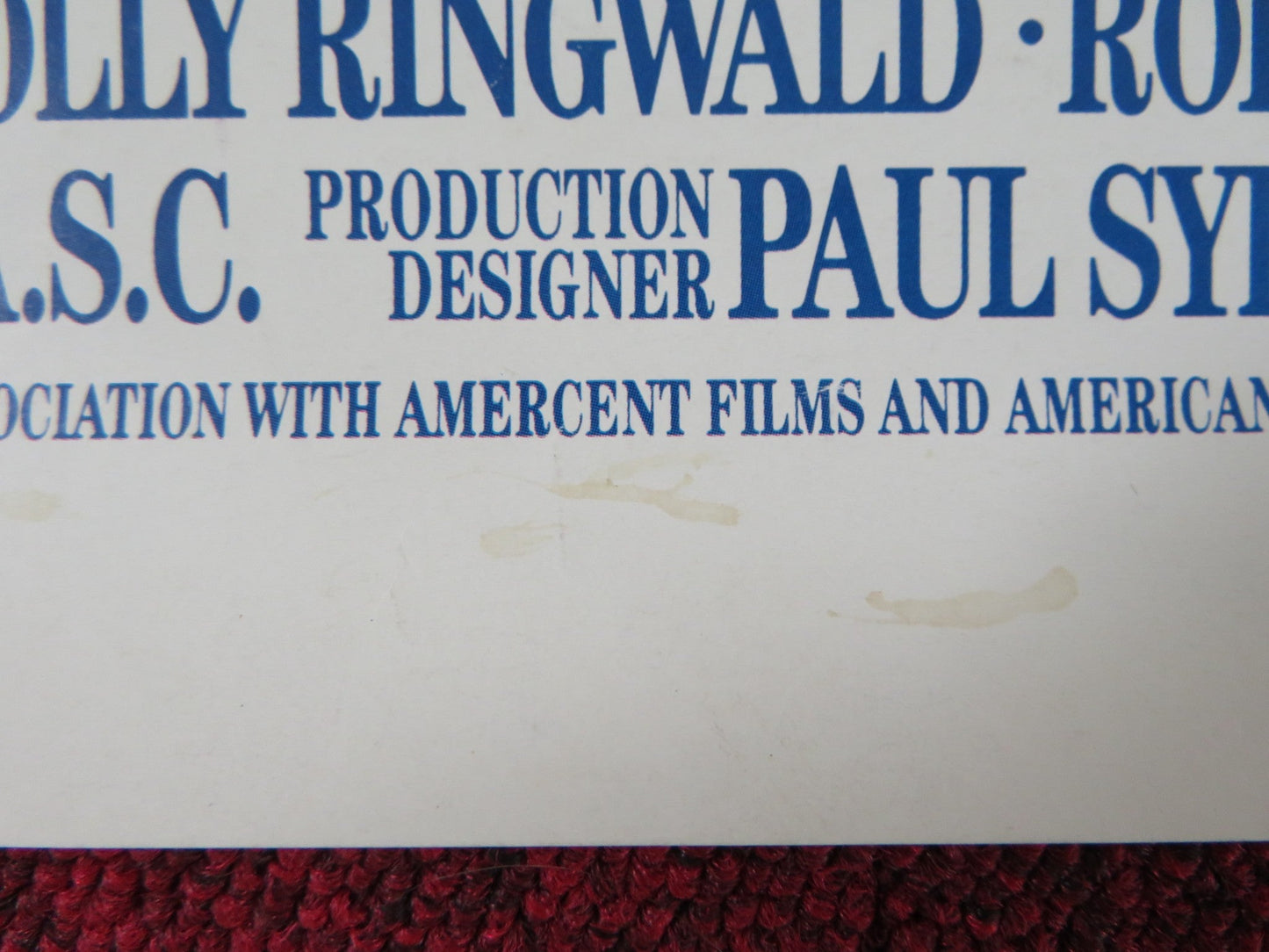 THE PICK - UP ARTIST VHS US ONE SHEET ROLLED POSTER R. DOWNEY JR. RINGWALD 1987 Rendezvous Cinema Movie posters