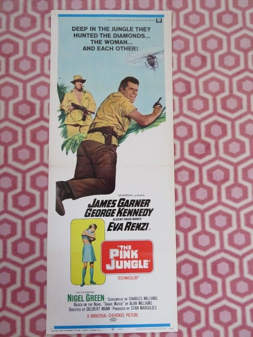 THE PINK JUNGLE US INSERT (14"x 36") POSTER JAMES GARNER GEORGE KENNEDY 1968 Movie posters